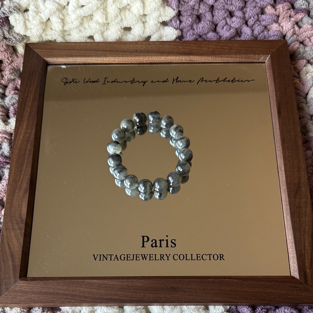 Qinghua (blue/white jade) Hetian Jade Beaded Bracelet 12mm